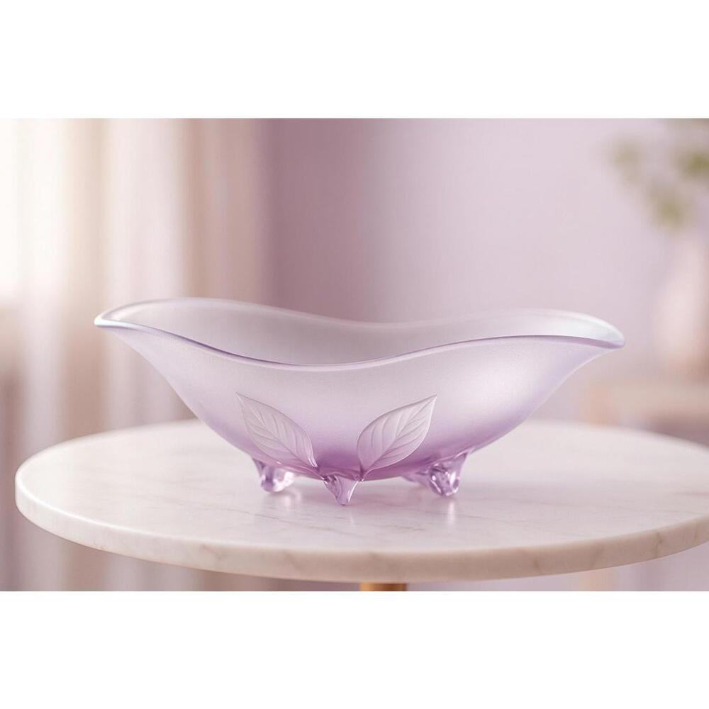 Walther Glas Germany 1970s Calypso Frosted Lavender Centerpiece Bowl, 14x7x4.5”
